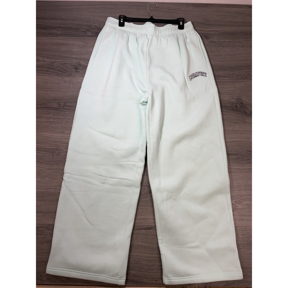 Comfrt Varsity Sweatpants Aqua Wide Leg Comfort Size XL Women's Soft Lounge